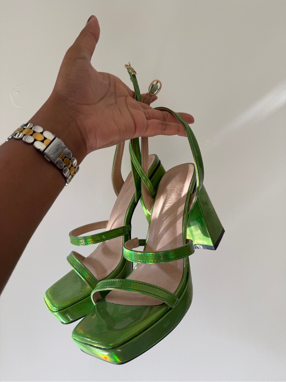 This Is What Dreams Are Made Of Metallic Green Platform Slingbacks